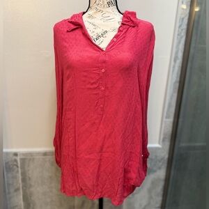 Dylan Lightweight Pink Button-Up Top